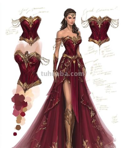 超英晚礼服设计插画 - 图画吧TUHUABA