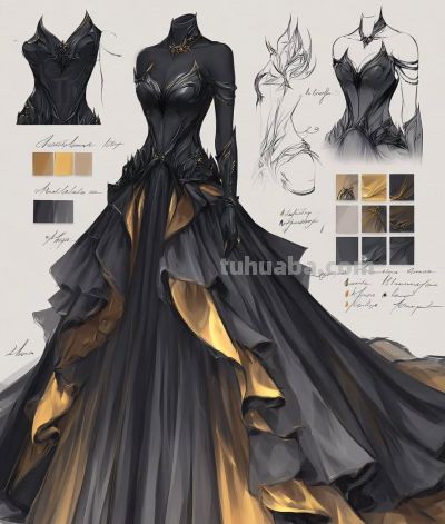 超英晚礼服设计插画 - 图画吧TUHUABA