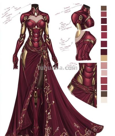 超英晚礼服设计插画 - 图画吧TUHUABA