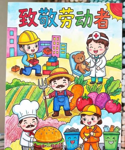 5.1劳动节主题画/手抄报 致敬劳动者 - 图画吧TUHUABA