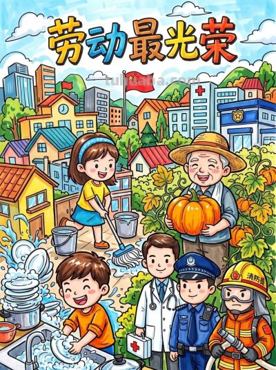 5.1劳动节主题画/手抄报 致敬劳动者 - 图画吧TUHUABA