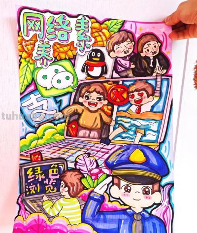 网络安全主题画，手抄报➕消防安全手抄报！很精美的素材，收藏！ - 图画吧TUHUABA
