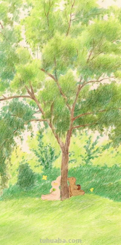 春日森林物语｜软萌治愈彩铅插画合集 - 图画吧TUHUABA