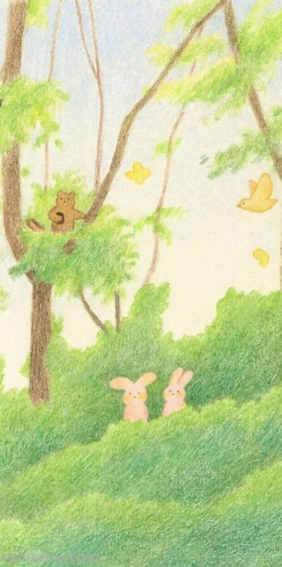 春日森林物语｜软萌治愈彩铅插画合集 - 图画吧TUHUABA