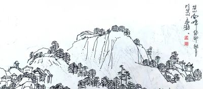 《峰峦叠嶂 壮美华山》（1）——孟潮华山速写作品欣赏 - 图画吧TUHUABA