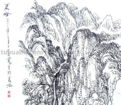 《峰峦叠嶂 壮美华山》（1）——孟潮华山速写作品欣赏 - 图画吧TUHUABA