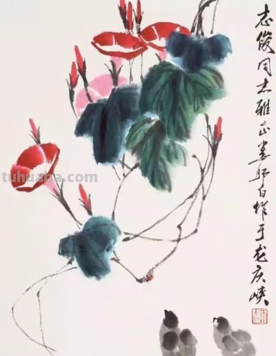 花下家禽闹春光，诗意盎然入画来 - 图画吧TUHUABA