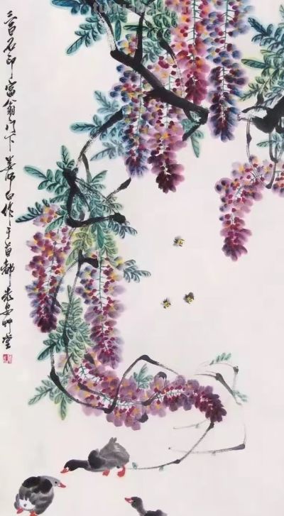 花下家禽闹春光，诗意盎然入画来 - 图画吧TUHUABA