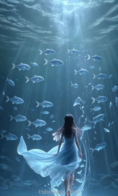 治愈插画//光与鱼 - 图画吧TUHUABA