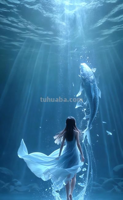 治愈插画//光与鱼 - 图画吧TUHUABA