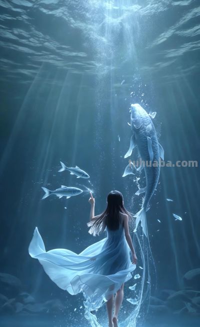 治愈插画//光与鱼 - 图画吧TUHUABA