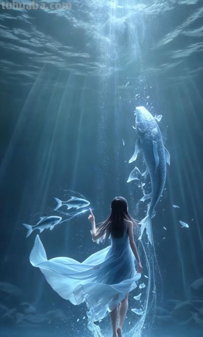 治愈插画//光与鱼 - 图画吧TUHUABA