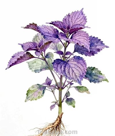 水彩画｜紫苏 - 图画吧TUHUABA