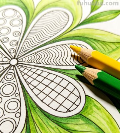 新手也能画！花卉禅绕画教程，彩铅配色治愈又解压 - 图画吧TUHUABA