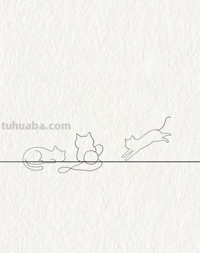 茜瓜简笔画调皮的小黑猫 - 图画吧TUHUABA