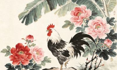 雄鸡唱晓 花开富贵 万事大吉丨小画拾光背景图分享 - 今日头条