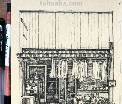 不堆细节，这种排线方式，才是建筑速写的高级解法！ - 图画吧TUHUABA