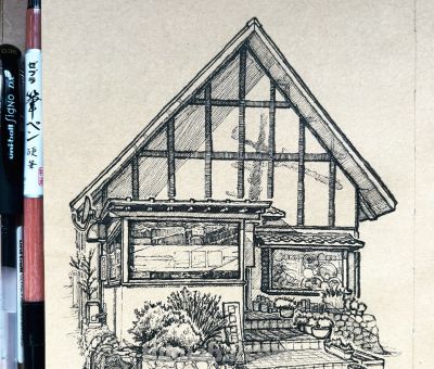 不堆细节，这种排线方式，才是建筑速写的高级解法！ - 图画吧TUHUABA