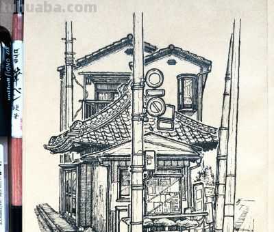 不堆细节，这种排线方式，才是建筑速写的高级解法！ - 图画吧TUHUABA