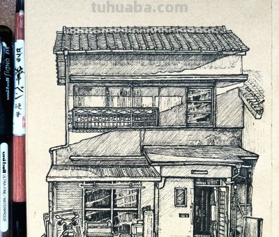 不堆细节，这种排线方式，才是建筑速写的高级解法！ - 图画吧TUHUABA