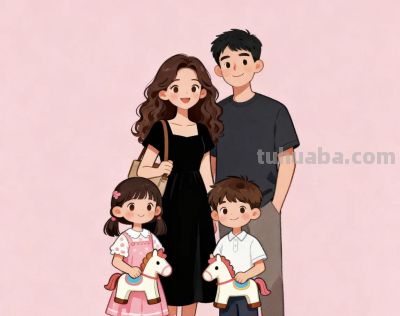 亲子简笔画头像 - 图画吧TUHUABA