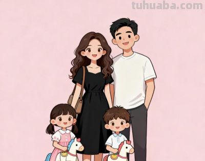 亲子简笔画头像 - 图画吧TUHUABA