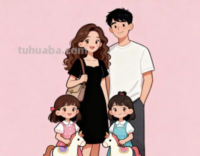 亲子简笔画头像 - 图画吧TUHUABA