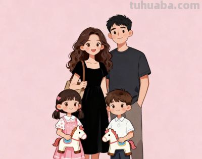 亲子简笔画头像 - 图画吧TUHUABA