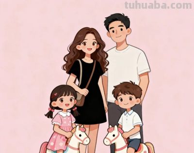 亲子简笔画头像 - 图画吧TUHUABA
