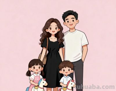 亲子简笔画头像 - 图画吧TUHUABA