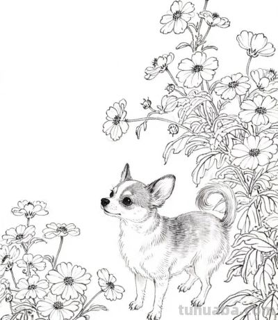 花间小犬 眸中藏着温柔与欢喜丨成竟绘生活花间吉娃娃插画分享 - 图画吧TUHUABA