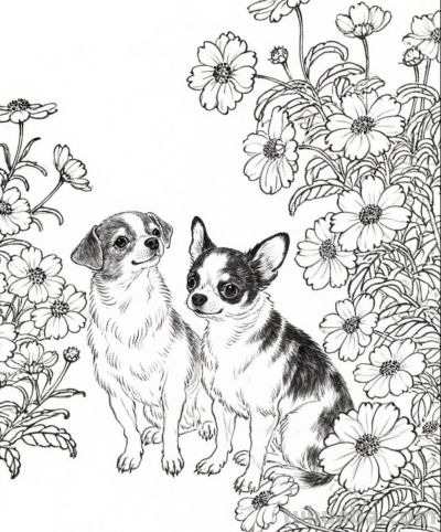 花间小犬 眸中藏着温柔与欢喜丨成竟绘生活花间吉娃娃插画分享 - 图画吧TUHUABA