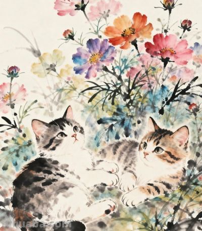 花间闲卧 是猫咪的温柔时光丨成竟绘生活小猫插画分享 - 图画吧TUHUABA
