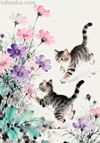 花间闲卧 是猫咪的温柔时光丨成竟绘生活小猫插画分享 - 图画吧TUHUABA
