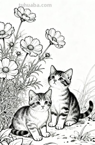 花间闲卧 是猫咪的温柔时光丨成竟绘生活小猫插画分享 - 图画吧TUHUABA