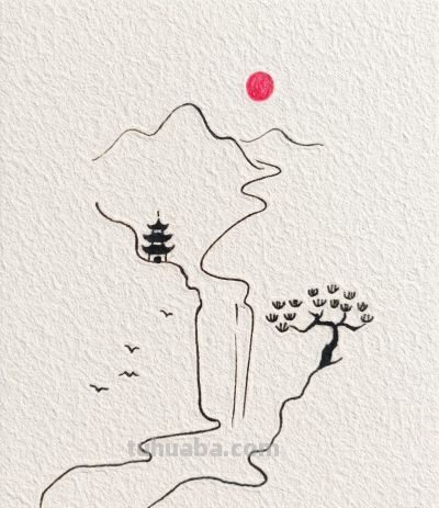 亭上观日 松风泉响 一轴山水清宁丨燕子简笔画山亭观日分享 - 今日头条
