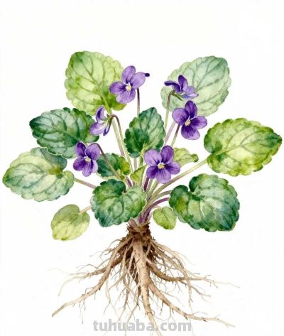 水彩画｜紫罗兰 - 图画吧TUHUABA
