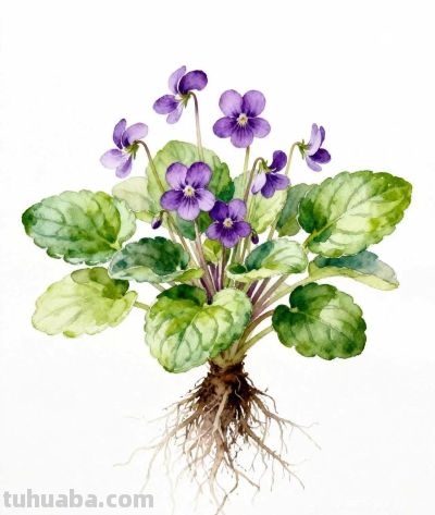 水彩画｜紫罗兰 - 图画吧TUHUABA