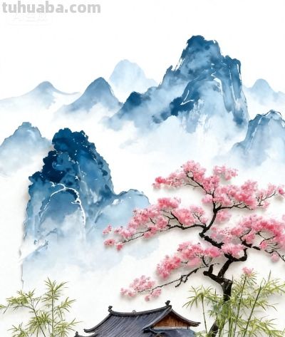 水彩画／远山桃花相映成趣！ - 今日头条