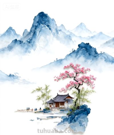 水彩画/远山桃花相映成趣! - 今日头条 水彩画/远山桃花相映成趣! - 图画吧TUHUABA