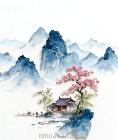 水彩画/远山桃花相映成趣! - 今日头条 水彩画/远山桃花相映成趣! - 图画吧TUHUABA