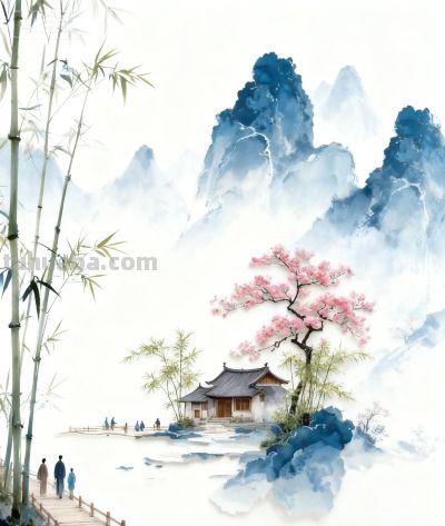 水彩画/远山桃花相映成趣! - 今日头条 水彩画/远山桃花相映成趣! - 图画吧TUHUABA
