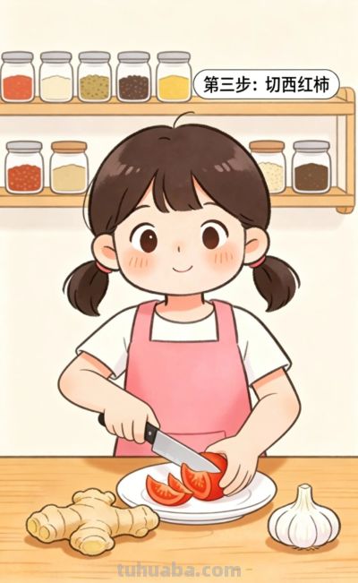 跟着漫画学做菜—西红柿炒鸡蛋 - 图画吧TUHUABA