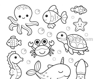 119个海洋动物简笔画线稿图，你捡到宝贝了 - 今日头条