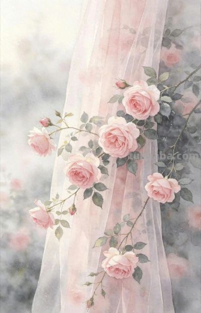 月季水彩画｜柔纱漫窗，玫瑰温柔。 ​​​ - 今日头条