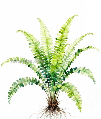 水彩画｜肾蕨 - 图画吧TUHUABA