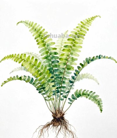 水彩画｜肾蕨 - 图画吧TUHUABA
