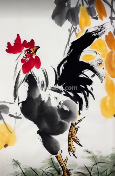 这几幅《大吉图》，画出了公鸡的灵魂 - 图画吧TUHUABA