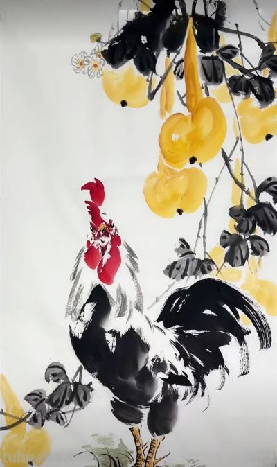 这几幅《大吉图》，画出了公鸡的灵魂 - 图画吧TUHUABA