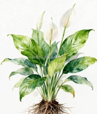 水彩画｜白掌 - 图画吧TUHUABA